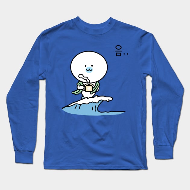 Seal with coffee on a wave Long Sleeve T-Shirt by smileyfriend